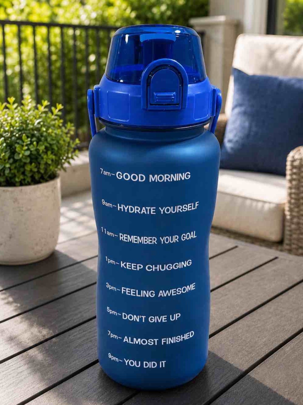Matte Blue Motivational Water Bottle with Flip Cap